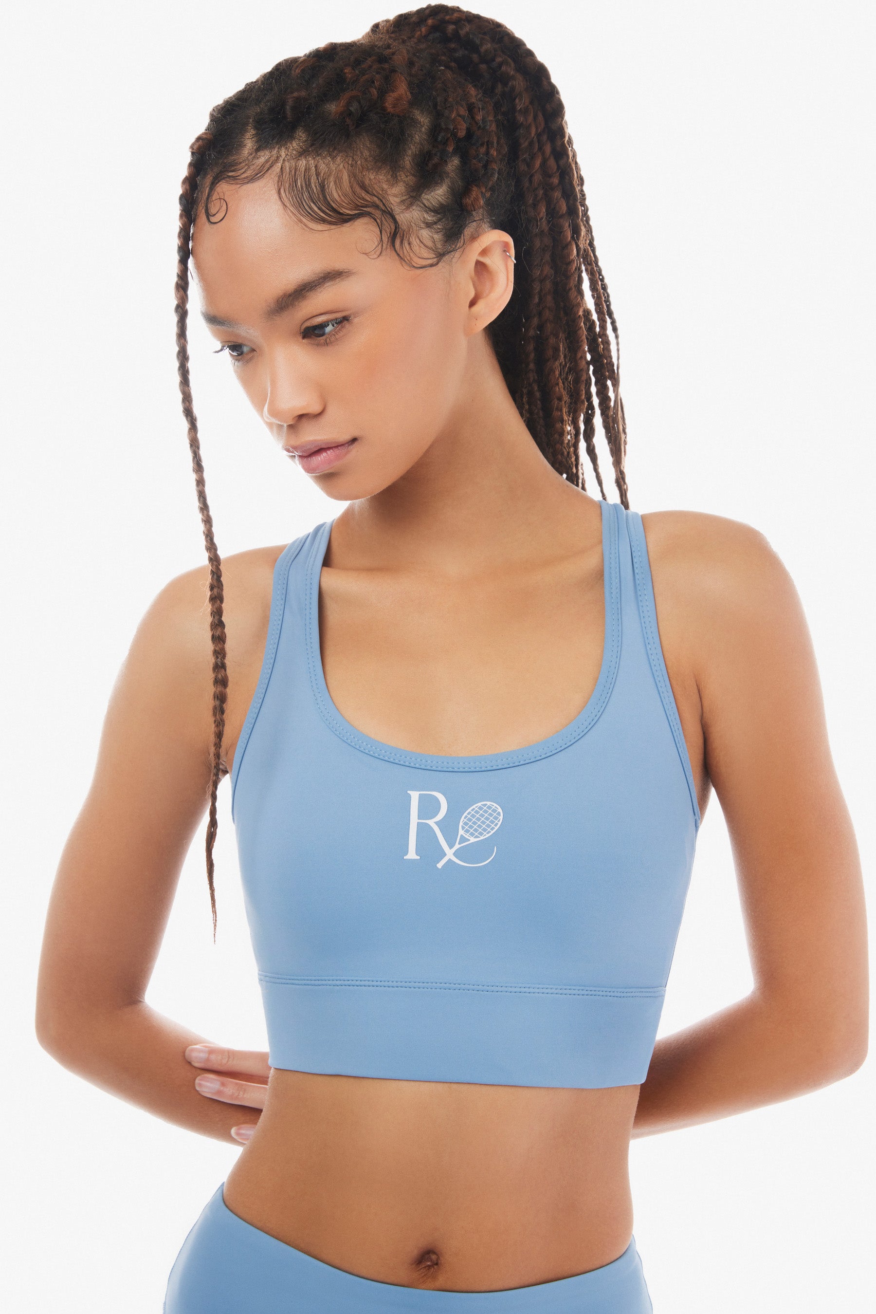 JoyLab Tropical Blue Longline Cropped Tank Top With Built In Sports Bra XS  - $14 - From Brittany